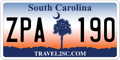 SC license plate ZPA190