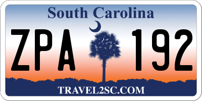 SC license plate ZPA192