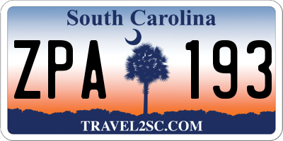 SC license plate ZPA193