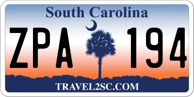 SC license plate ZPA194
