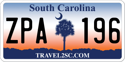 SC license plate ZPA196