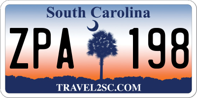 SC license plate ZPA198