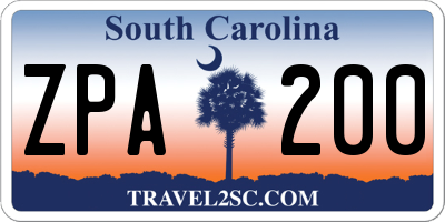 SC license plate ZPA200