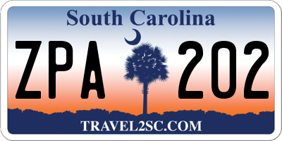 SC license plate ZPA202