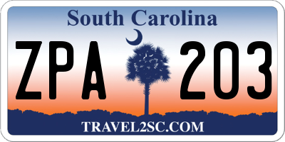SC license plate ZPA203