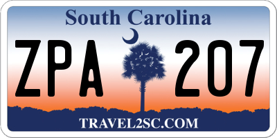 SC license plate ZPA207