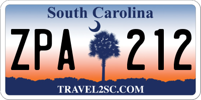 SC license plate ZPA212