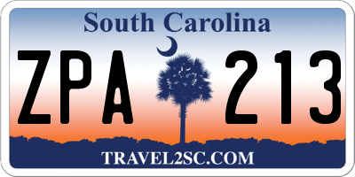 SC license plate ZPA213