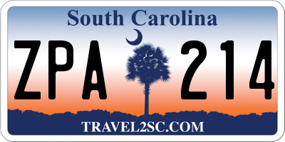 SC license plate ZPA214
