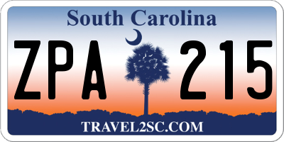 SC license plate ZPA215