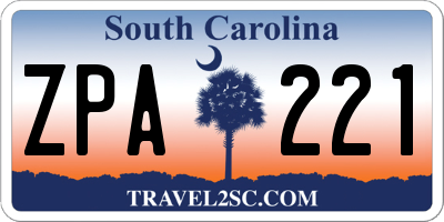 SC license plate ZPA221