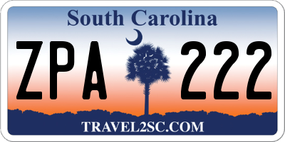 SC license plate ZPA222