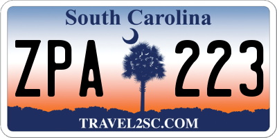 SC license plate ZPA223