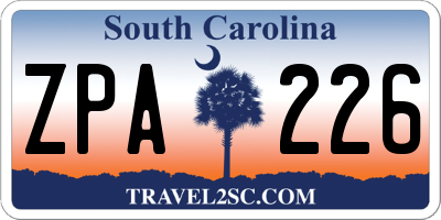SC license plate ZPA226