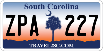 SC license plate ZPA227