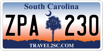 SC license plate ZPA230