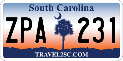 SC license plate ZPA231