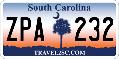 SC license plate ZPA232