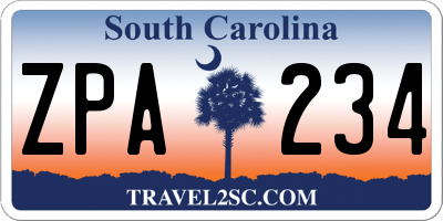 SC license plate ZPA234