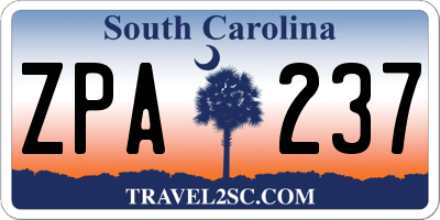 SC license plate ZPA237
