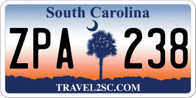 SC license plate ZPA238