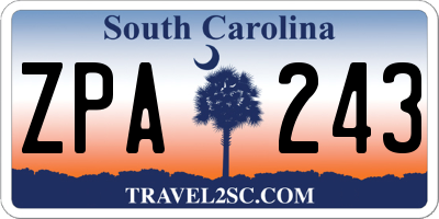 SC license plate ZPA243