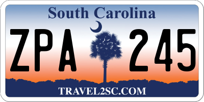 SC license plate ZPA245