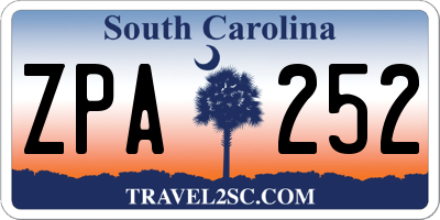SC license plate ZPA252