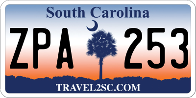 SC license plate ZPA253