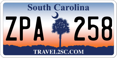 SC license plate ZPA258