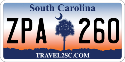 SC license plate ZPA260