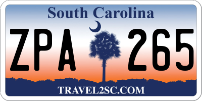 SC license plate ZPA265