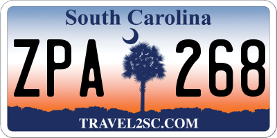 SC license plate ZPA268