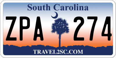 SC license plate ZPA274