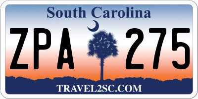 SC license plate ZPA275