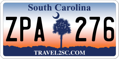 SC license plate ZPA276