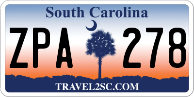 SC license plate ZPA278