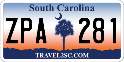 SC license plate ZPA281