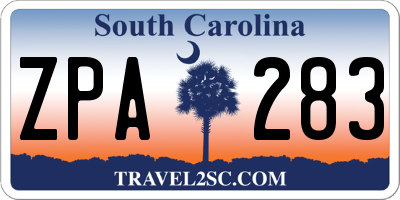 SC license plate ZPA283