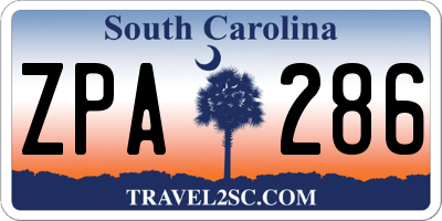 SC license plate ZPA286