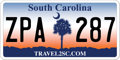 SC license plate ZPA287