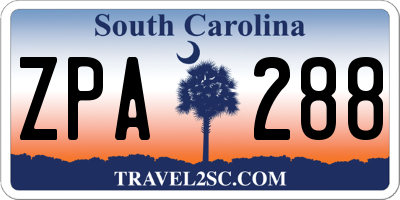 SC license plate ZPA288