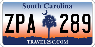 SC license plate ZPA289