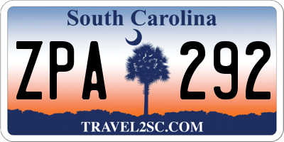 SC license plate ZPA292