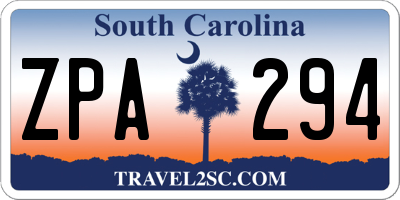 SC license plate ZPA294