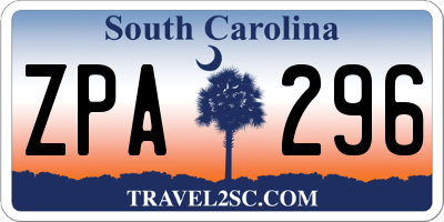 SC license plate ZPA296