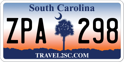 SC license plate ZPA298