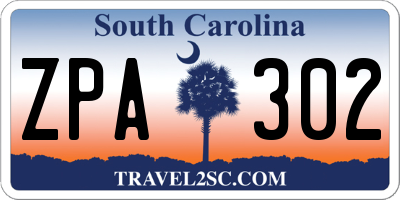SC license plate ZPA302