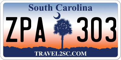 SC license plate ZPA303