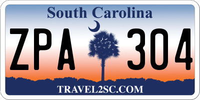 SC license plate ZPA304